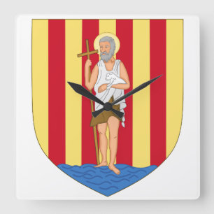 Perpignan-Wappen Quadratische Wanduhr