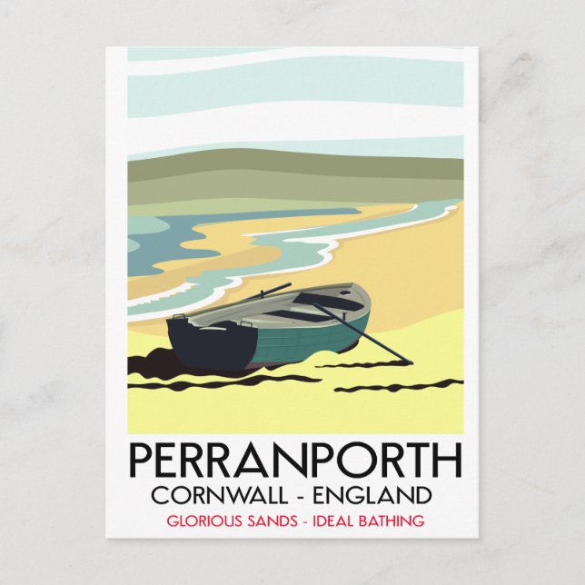 Perranporth Cornwall Seaside Reiseplakat. Postkarte (Vorderseite)