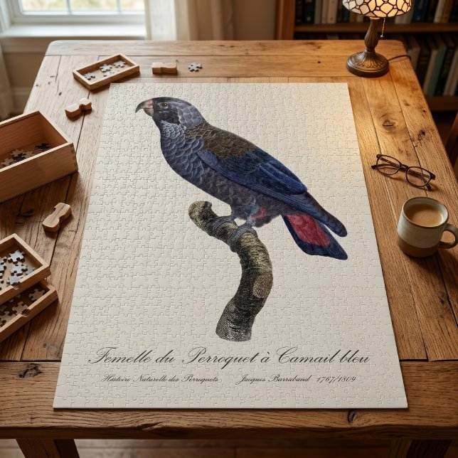 Perroquet a Camail bleu / Dusky Papagei (Dusky Parrot or Dusky Pionus, Pionus fuscus. Jigsaw Puzzle)