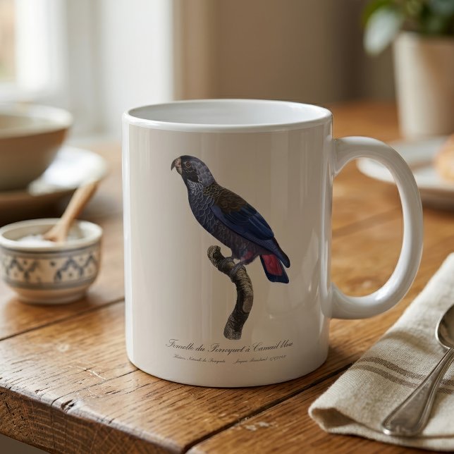 Perroquet a Camail bleu / Dusky Papagei Kaffeetasse (Dusky Parrot or Dusky Pionus, Pionus fuscus. Coffee Mug)