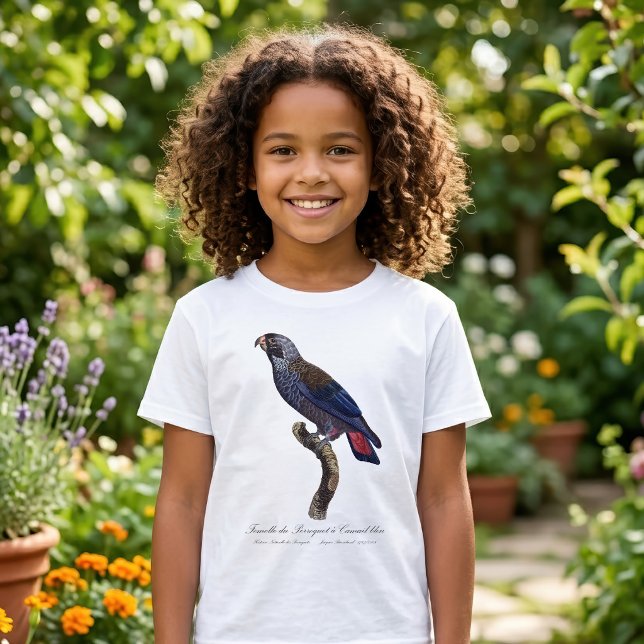 Perroquet a Camail bleu / Dusky Papagei T-Shirt (Dusky Parrot or Dusky Pionus, Pionus fuscus. Girl Basic White T-Shirt)