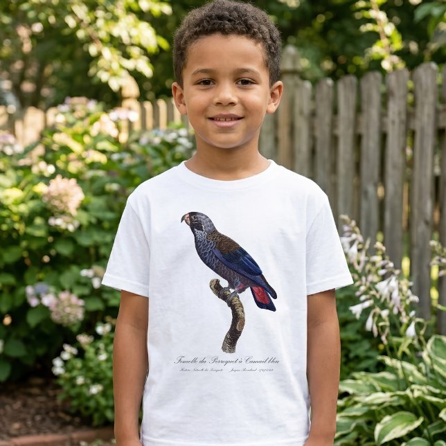 Perroquet a Camail bleu / Dusky Papagei T-Shirt (Dusky Parrot or Dusky Pionus, Pionus fuscus. Boy Basic White T-Shirt)