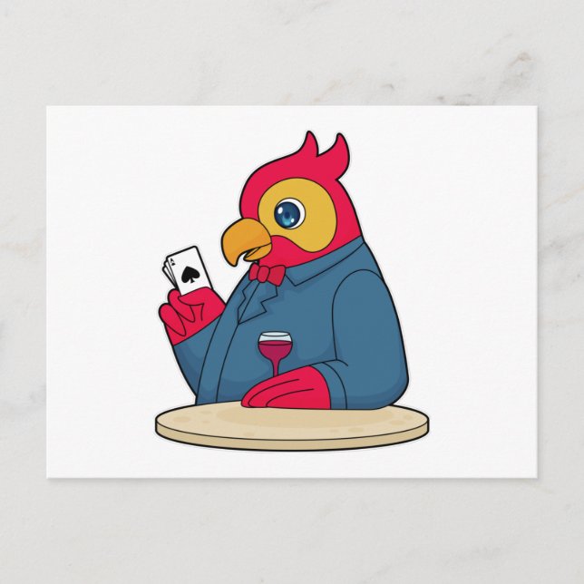 Perroquet au Poker avec des cartes de Poker (Devant)