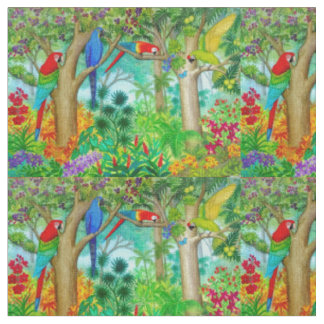 Perroquet d'ara. Tissu de coton peigné par jungle