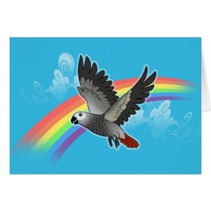 Perroquet de gris africain de pont en arc-en-ciel