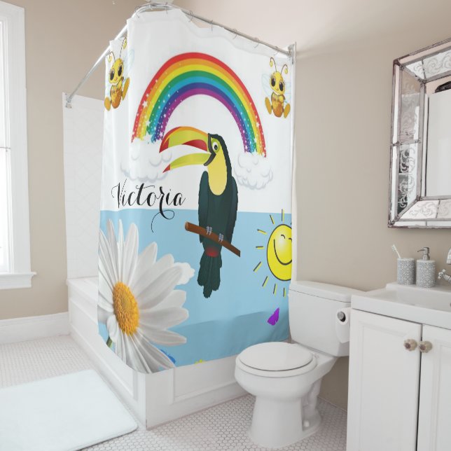 Perroquet de rideau de douche arc-en-ciel Sun Bumb (En situation)