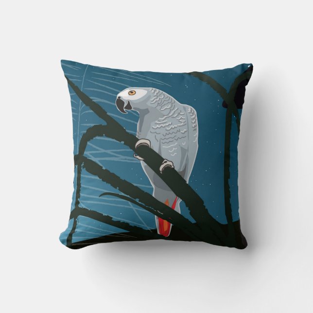 Perroquet gris sur un coussin (Recto)