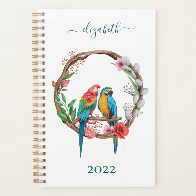 Perroquets Ara Oiseaux Fleuris Floral  (Devant)