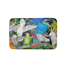 Perroquets d'animal familier du tapis de bain du