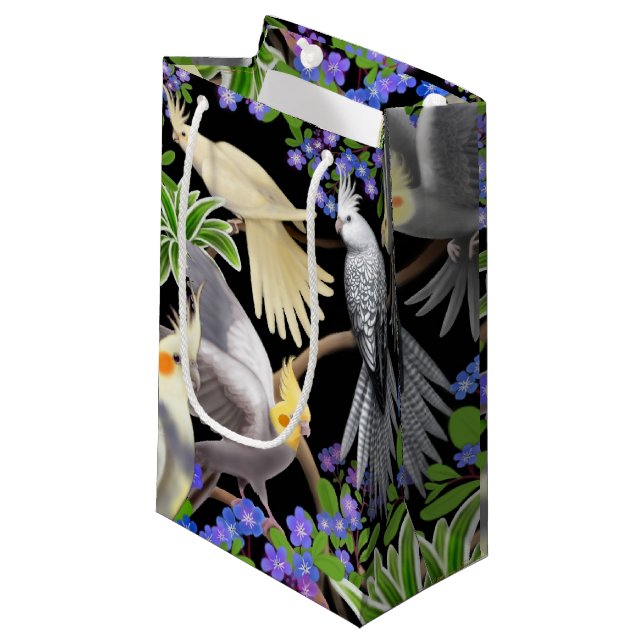 Perroquets de Cockatiel dans le sac de cadeau de (Devant Angle)
