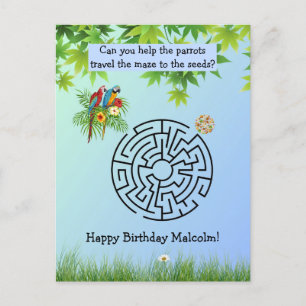 Perroquets et graines labyrinthe sur cartes postal