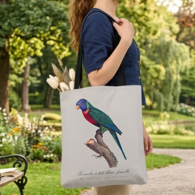 Perruche a tete bleue, femelle / Rainbow lorikeet, Tasche (Perruche a tete bleue, femelle / Rainbow lorikeet, female. Tote Bag)