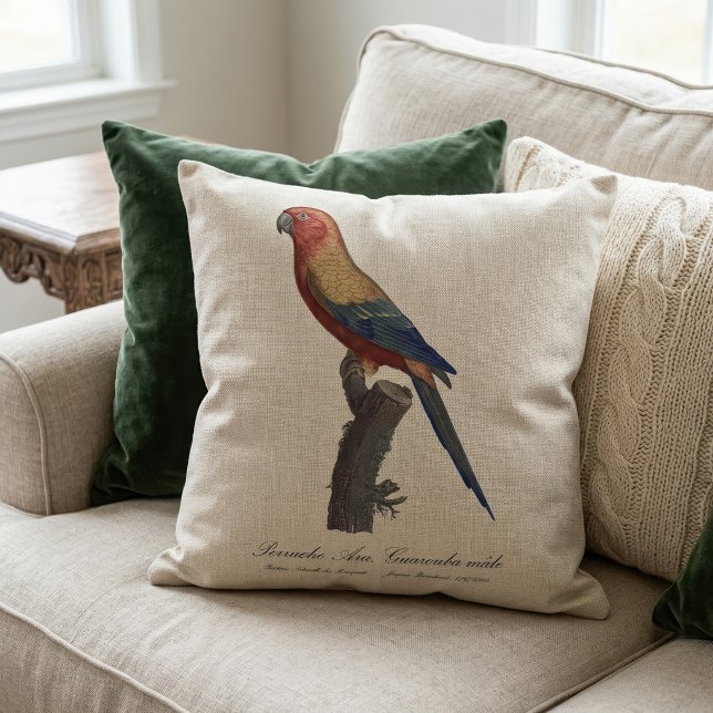Perruche Ara, Guarouba / Sonnenparaket Kissen (Sun Parakeet Male, Aratinga Solstitialis. Throw Pillow)
