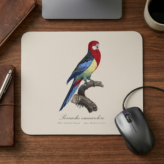 Perruche omnicolore / Eastern rosella Mousepad (Eastern rosella or Platycercus eximius parakeet. Mouse Pad)