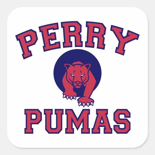 Perry Pumas Quadratischer Aufkleber (Vorderseite)