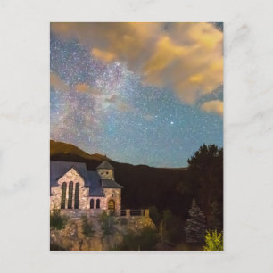 Perseid Meteordusche und Kapelle auf Postkarte