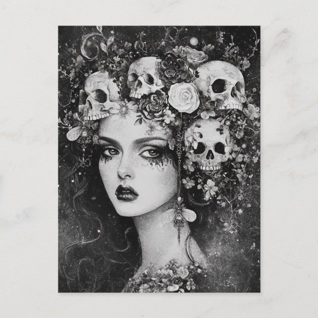 Persephone in Schwarzweiß Postkarte (Vorderseite)