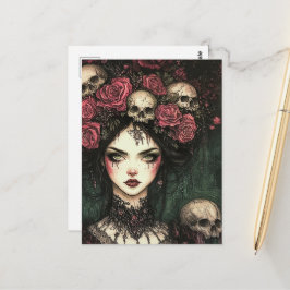 Persephone Roses and Skulls Postkarte