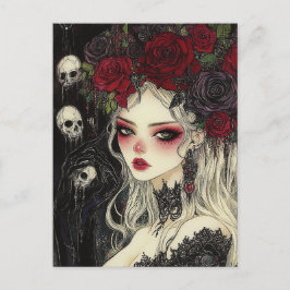 Persephone Skulls und Rose Postkarte