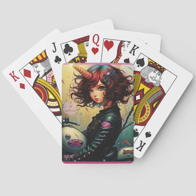 Persephone Unicorn Biker Spielkarten (Rückseite)