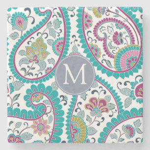 Perser Boteh Paisley Muster-Monogramm-Stein C Steinuntersetzer