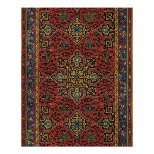 Perser Teppich Rot Blau Klassisch Poster