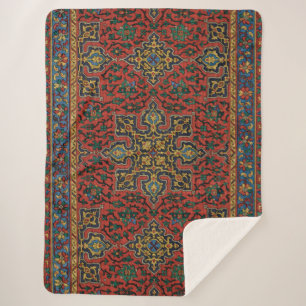Perser Teppich Rot Blau Klassisch Sherpadecke