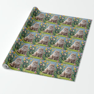 Perserkatze Frühlingsblumen Malerei Geschenkpapier