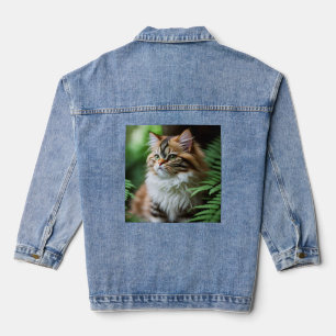 Perserkatze im Farn, Damen-Denim-Jacke Jeansjacke