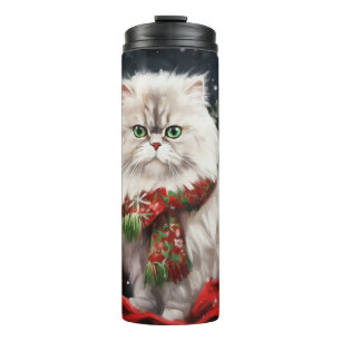 Perserkatze im Schnee Weihnachten Thermosbecher