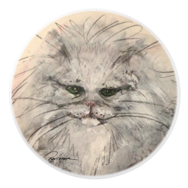 Perserkatze Keramikknauf (Vorderseite)