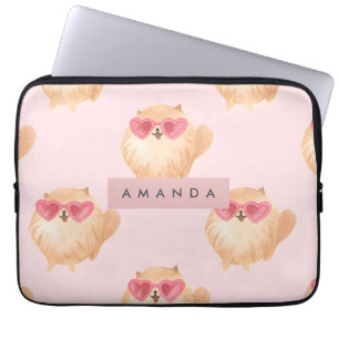 Perserkatze mit Herz-Sonnenbrille personalisiert Laptopschutzhülle