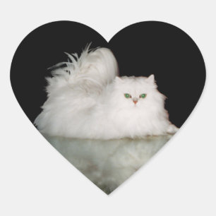 Perserkatze mit jadegrünen Augen Herz-Aufkleber