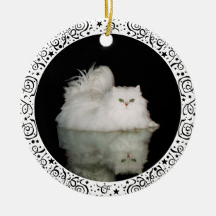 Perserkatze mit jadegrünen Augen Keramikornament