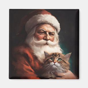 Perserkatze mit Santa Claus Festliches Weihnachten Magnet