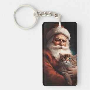 Perserkatze mit Santa Claus Festliches Weihnachten Schlüsselanhänger