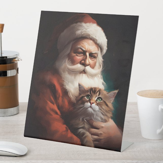 Perserkatze mit Weihnachtsfeiertag Sockelschild (In Situ)