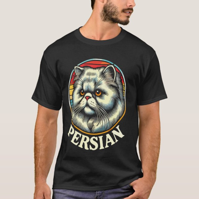 Perserkatze Retro-Stil T-Shirt (Vorderseite)