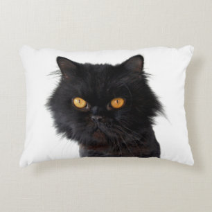 Perserkatze schwarz mit gelben Augen Zierkissen