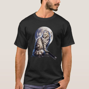 Perserkatze Vollmond Dachterrassen Nacht Wächter T-Shirt