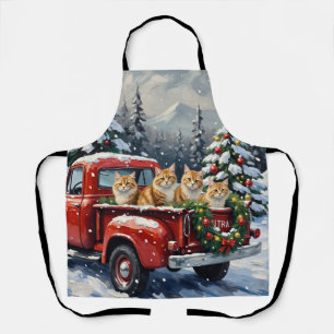 Perserkatze Weihnachten Rotes Lastwagen Urlaub Schürze