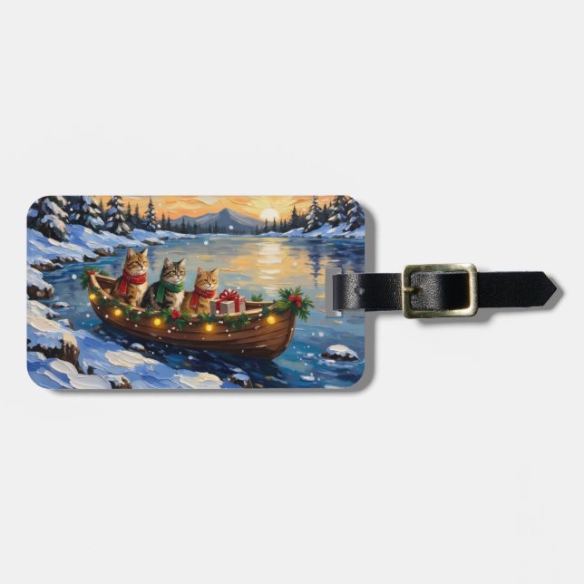 Perserkatze Weihnachtsboot Urlaub Gepäckanhänger (Vorderseite horizontal)