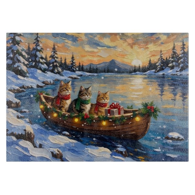 Perserkatze Weihnachtsboot Urlaub Schneidebrett (Vorderseite)