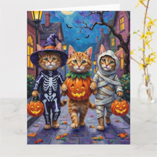 Perserkatzen beim Trick-or-Treat an Halloween-Kost Karte