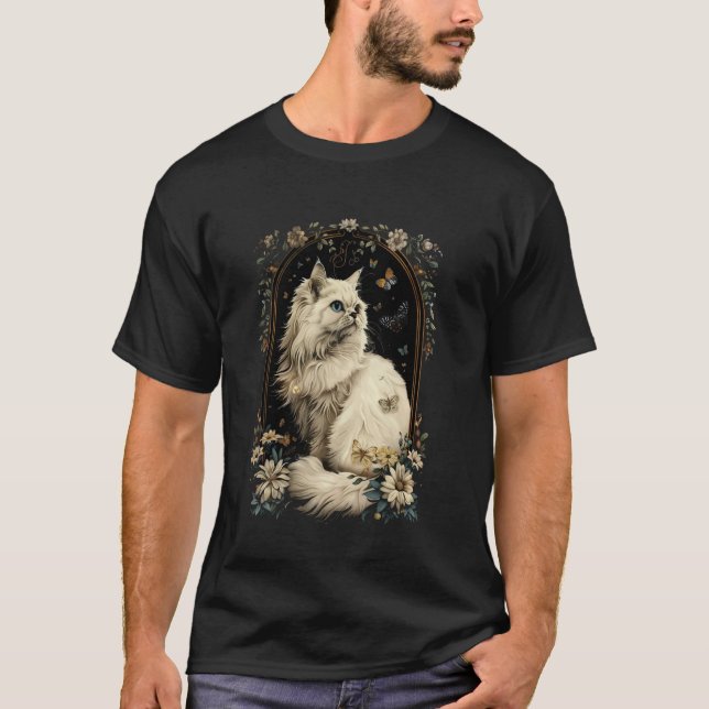 Perserkatzen-Blume T-Shirt (Vorderseite)