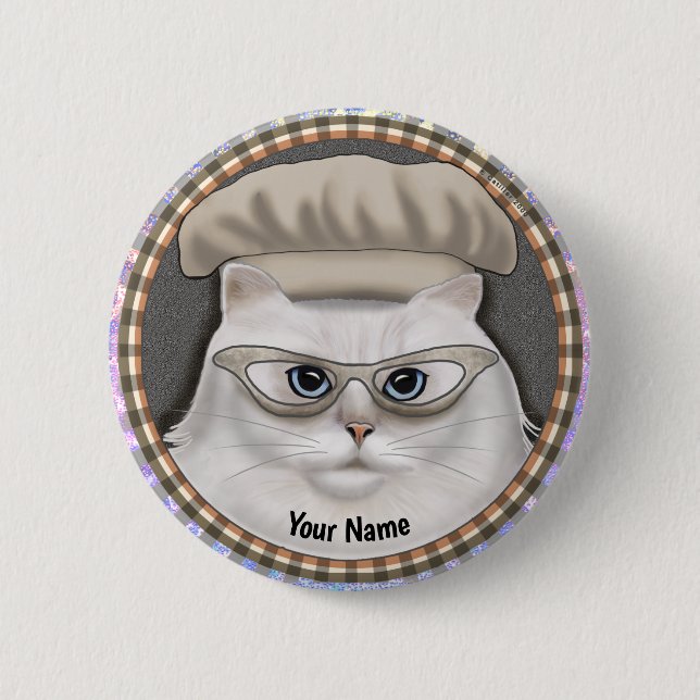 Perserkatzen-Koch-Anstecknadel Button (Vorderseite)