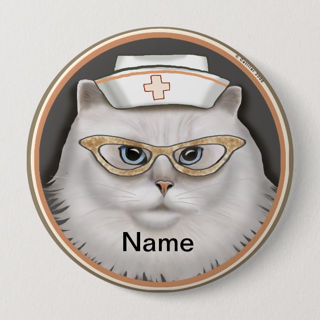 Perserkatzen-Krankenschwester  Button (Vorderseite)