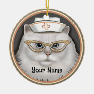Perserkatzen-Krankenschwester  Keramik Ornament