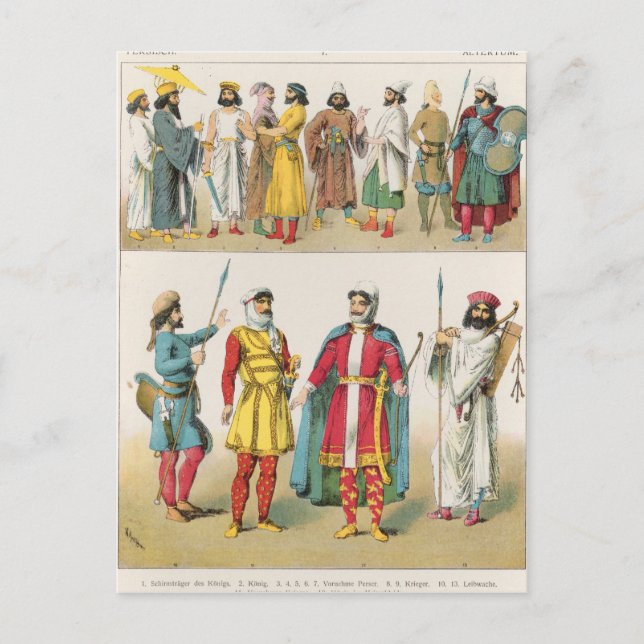 Perserkleid, von 'Trachten der Voelker', 1864 Postkarte (Vorderseite)