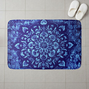 Perserteppich-Inspirierter Blau-Druck Badematte